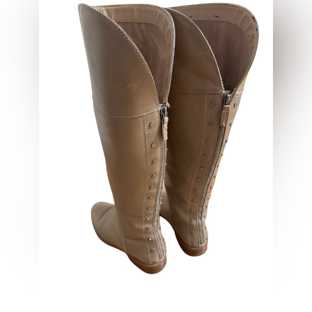 Franco Sarto Roselle Tan Leather Studded Boots Size 9